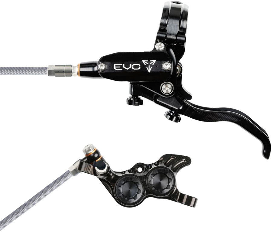 Hope EVO GR4 Disc Brake Lever Set - Left Hand Post Mount 4-Piston Braided Hydraulic Hose BLK
