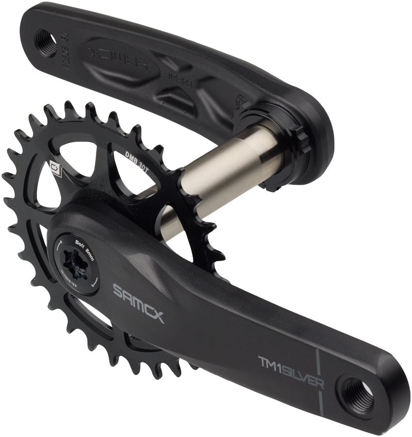 Samox Silver TM-1 Crankset - 155mm 3-Bolt Direct Mount 30t Chainring 24mm Chromoly Spindle BLK