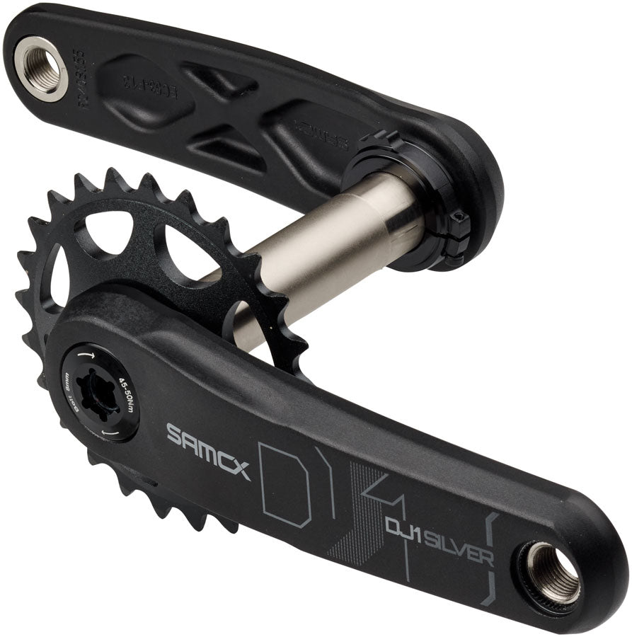 Samox Silver DJ-1 Crankset - 155mm 3-Bolt Direct Mount 25t Chainring 24mm Chromoly Spindle BLK