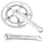 Velo Orange Grand Cru Drillium Cranks - 170mm 8/9/10 Speed 48/34t Square Taper JIS Spindle Interface Polished Aluminum