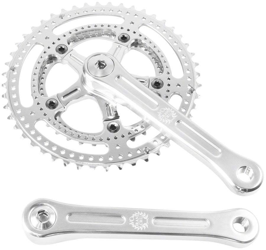 Velo Orange Grand Cru Drillium Cranks - 170mm 8/9/10 Speed 48/34t Square Taper JIS Spindle Interface Polished Aluminum
