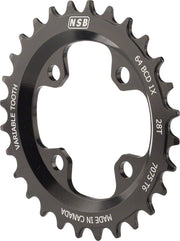 North Shore Billet Variable Tooth Chainring: 28T Standard 64 BCD Black