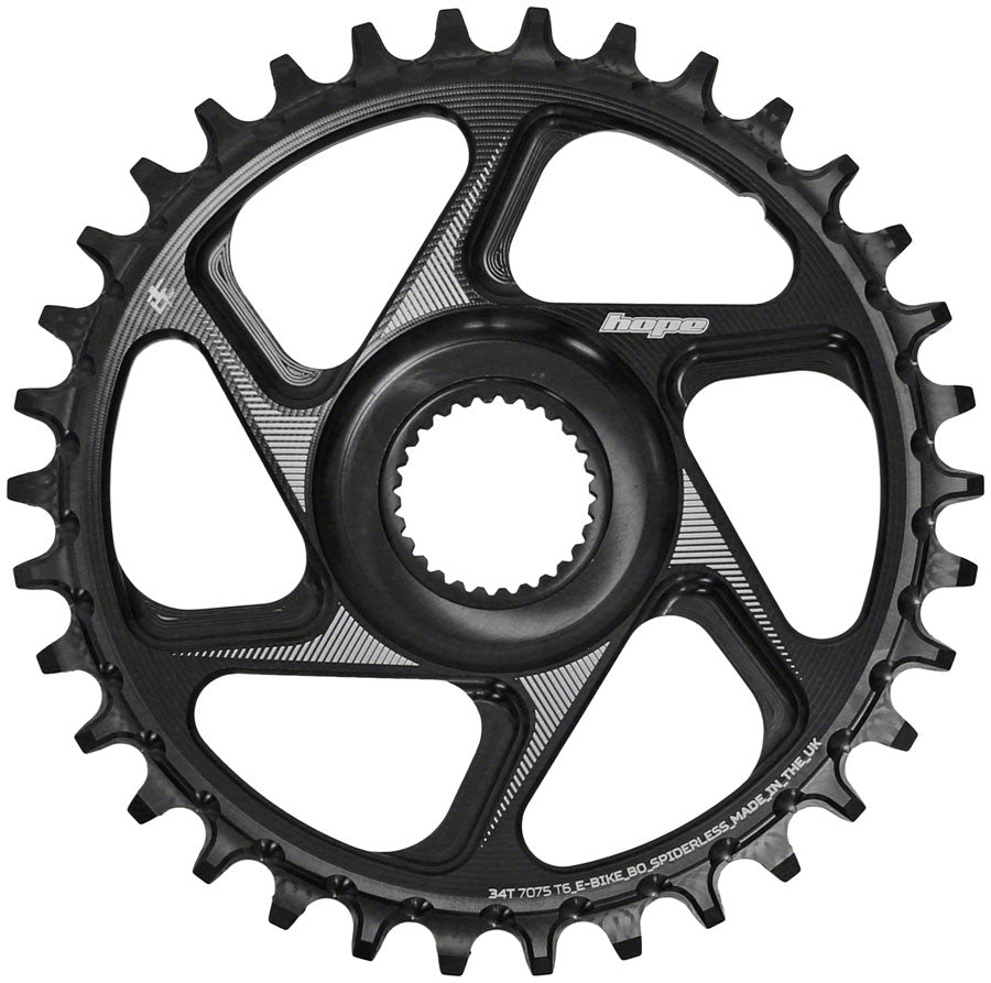 Hope Spiderless Chainring -  34T R22  Ebike  Bosch  Black