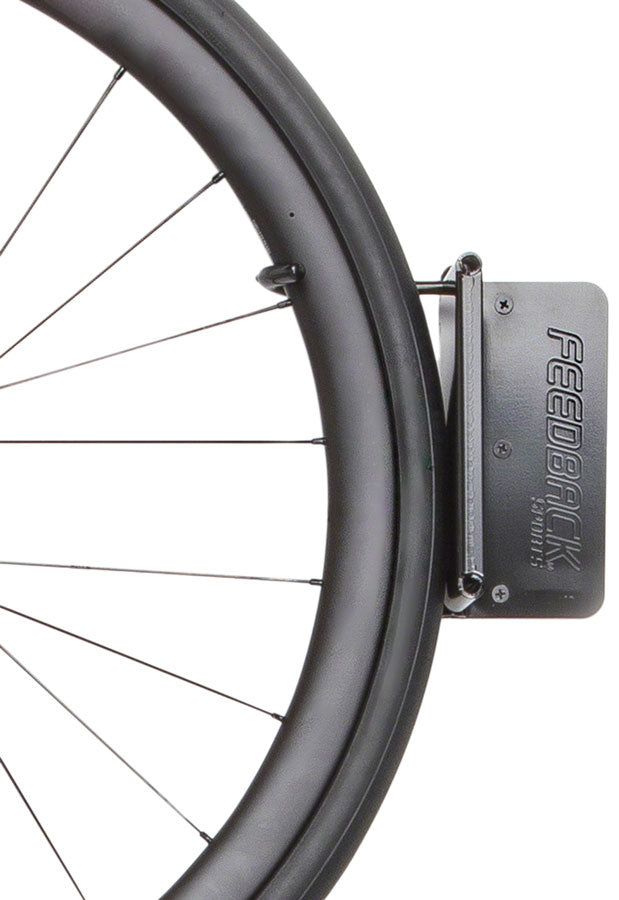 Feedback Sports Velo Hinge Pivoting Wall Hook - 1-Bike Wall Mounted Up to 2.4" Tire  BLK