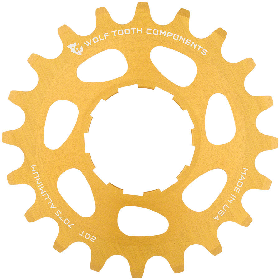 Wolf Tooth Single Speed Aluminum Cog - 20t Compatible with 3/32" Chains Gold