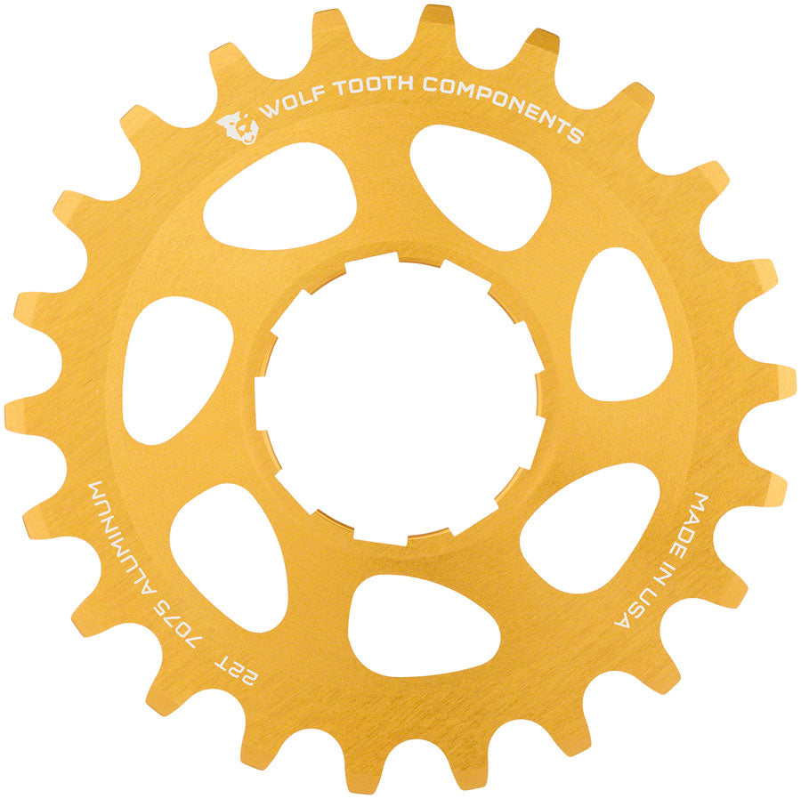 Wolf Tooth Single Speed Aluminum Cog - 22t Compatible with 3/32" Chains Gold