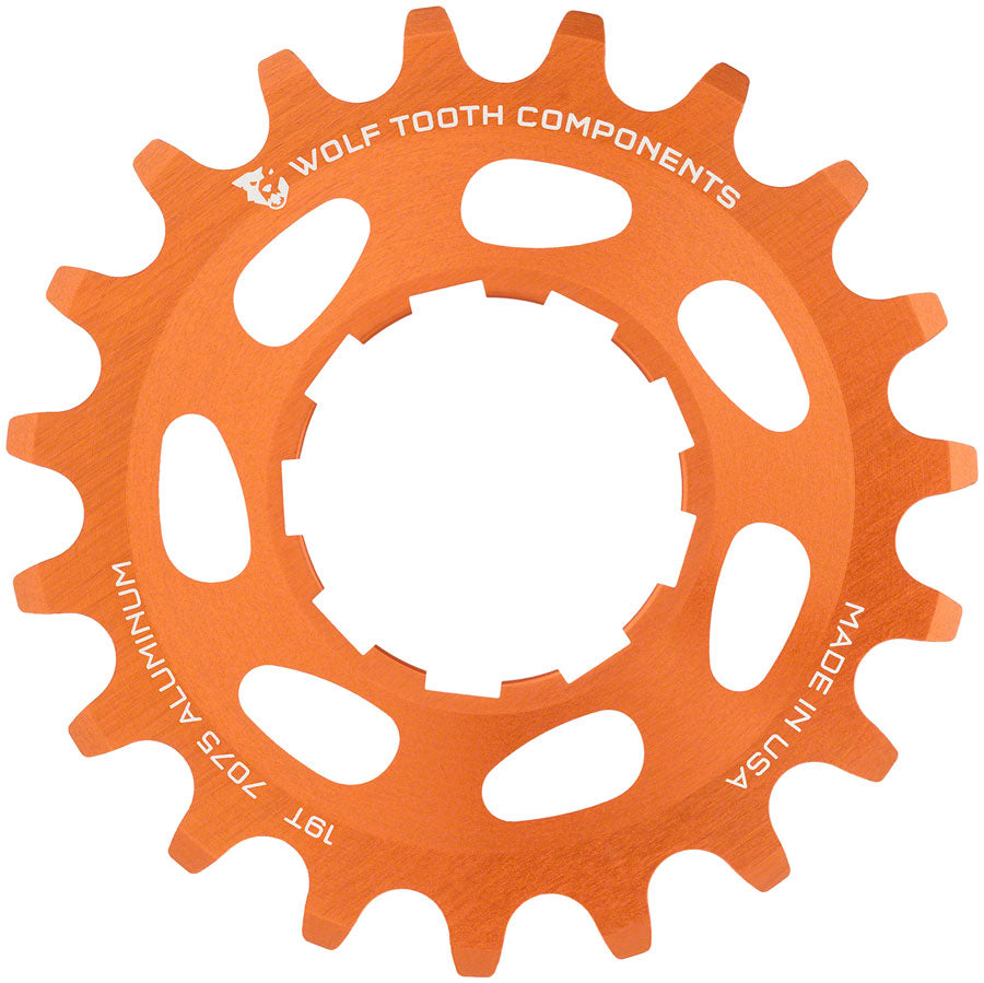 Wolf Tooth Single Speed Aluminum Cog - 19t Compatible 3/32" Chains Orange