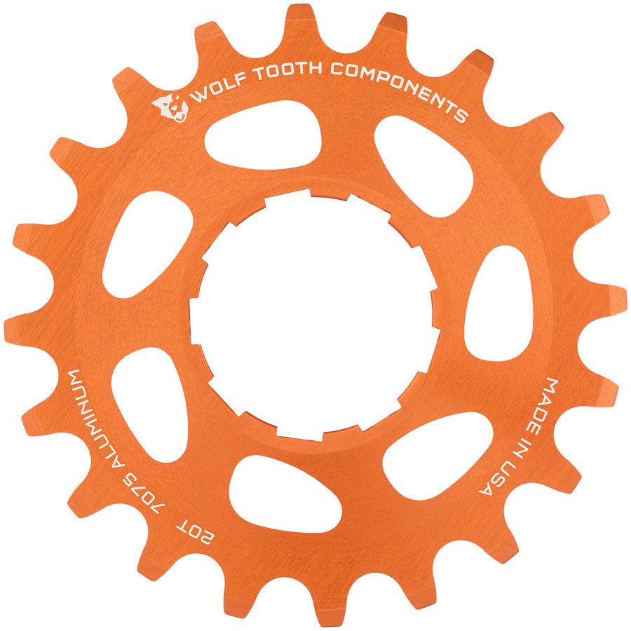 Wolf Tooth Single Speed Aluminum Cog - 20t Compatible 3/32" Chains Orange