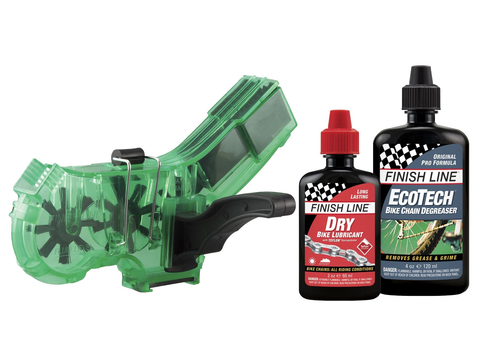 Finish Line Pro Chain Cleaner 2oz DRY Chain Lubricant 4oz EcoTech Degreaser