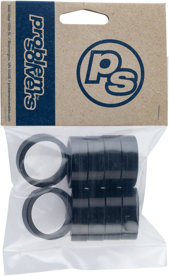 Problem Solvers Headset Stack Spacer - 28.6 10mm Aluminum Black Bag of 10