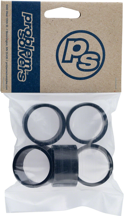 Problem Solvers Headset Stack Spacer - 28.6 20mm Aluminum Black Bag of 5