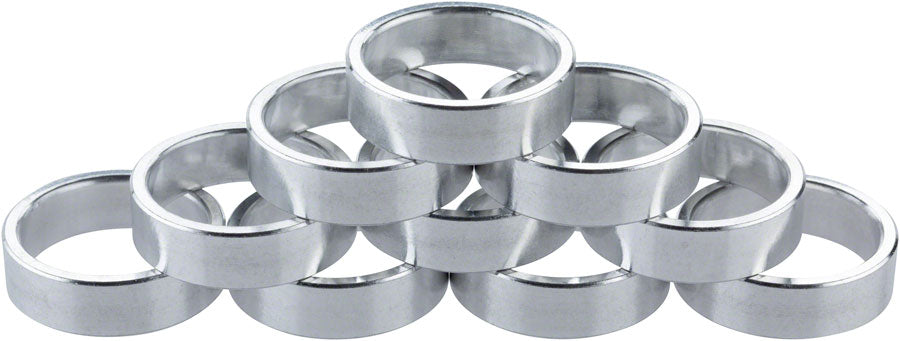 Problem Solvers Headset Stack Spacer - 28.6 10mm Aluminum Silver Bag of 10