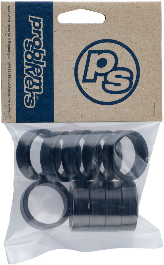 Problem Solvers Headset Stack Spacer - 25.4 10mm Aluminum Black Bag of 10