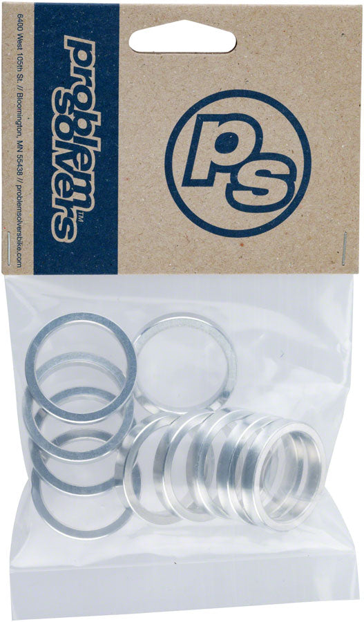 Problem Solvers Headset Stack Spacer - 25.4 5mm Aluminum Silver Bag of 10