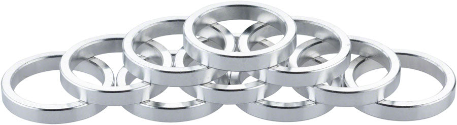 Problem Solvers Headset Stack Spacer - 25.4 5mm Aluminum Silver Bag of 10