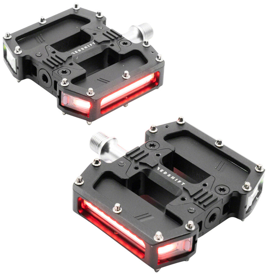 Redshift Sports Arclight Pro Flat Pedals - Aluminum 9/16" Black w/Lights