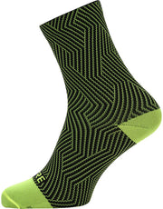 Gorewear C3 Mid Socks - 6.7" Neon Yellow/Black Mens 6-7.5