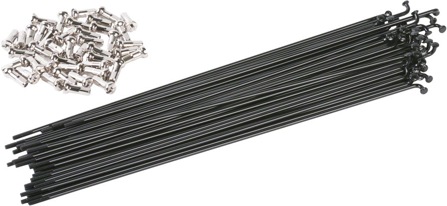 Odyssey HGS Spokes - Stainless Straight 14g 188mm BLK Box of 40 Includes Nipples