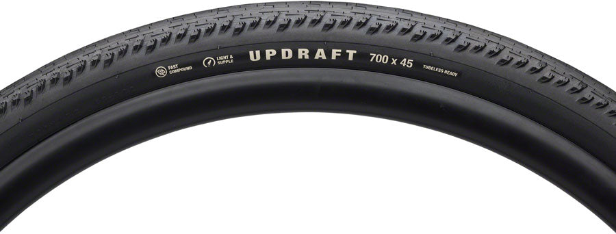 Teravail Updraft Tire - 700 x 45 Tubeless Folding BLK Durable Fast Compound