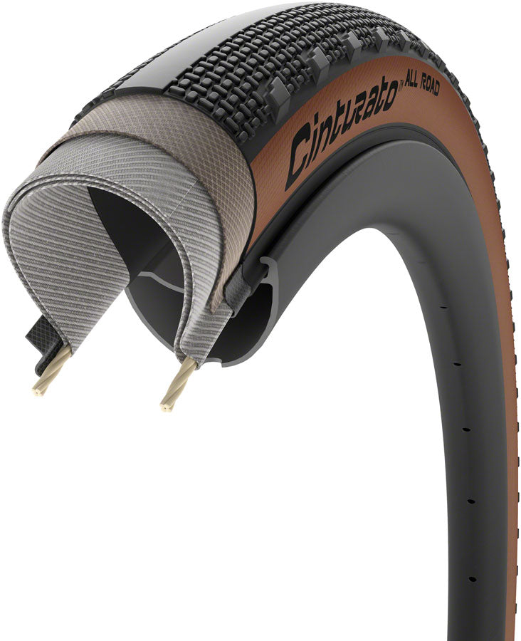 Pirelli Cinturato All Road Tire - 700 x 45 Tubeless Folding Classic Tan TechWALL+ Pro Gravel