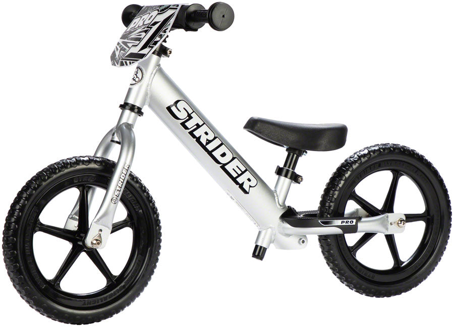 Strider 12 Pro Kids Balance Bike: Silver