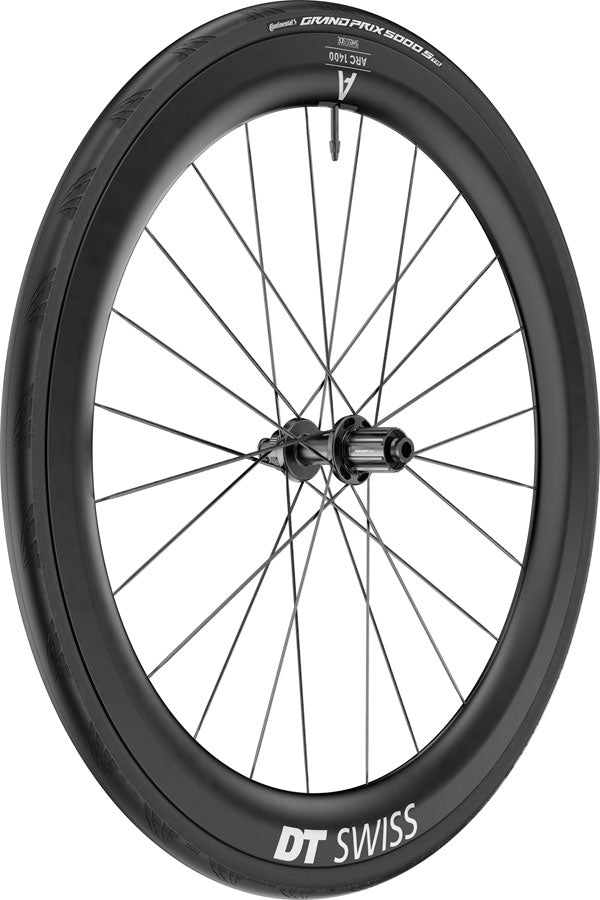 DT Swiss ARC 1400 DiCut 55 Rear Wheel - 700 12 x 142mm Center-Lock HG11 Road/XDR Ratchet EXP 36 BLK WTS w/GP5000 STR Tire