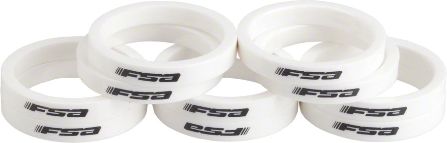 Full Speed Ahead Polycarbonate Headset Spacers 1 1/8" x 5mm 10 pcs White