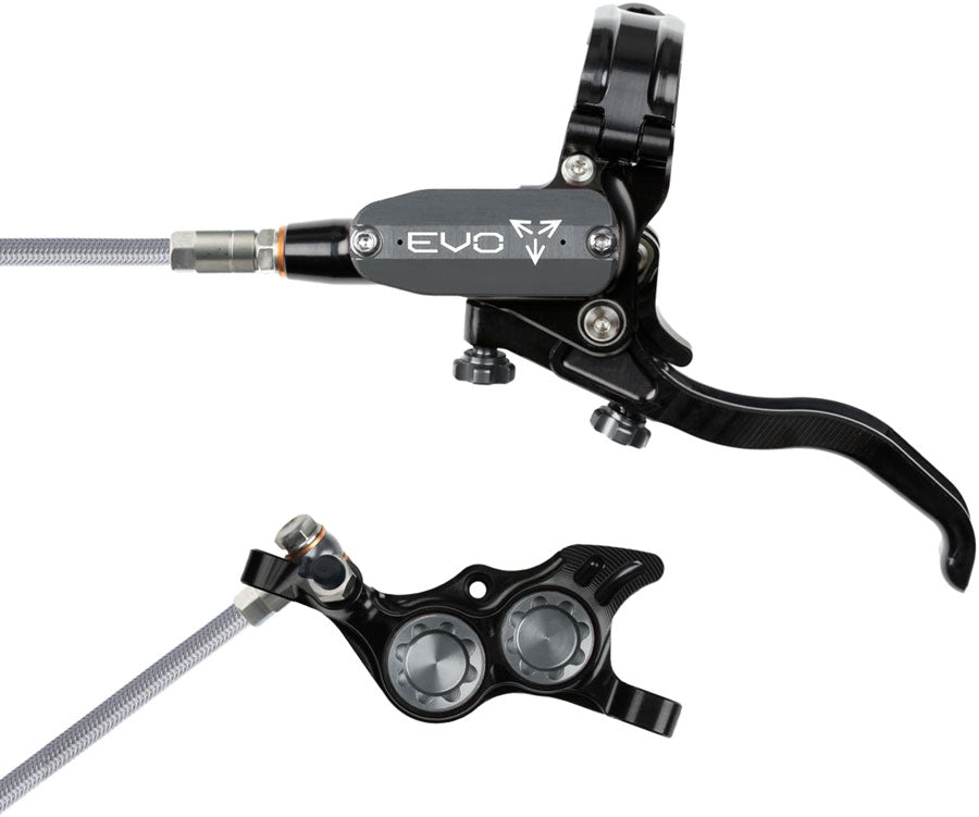 Hope EVO TR4 Disc Brake Lever Set - Left Hand Post Mount 4-Piston Braided Hydraulic Hose BLK/Smoke