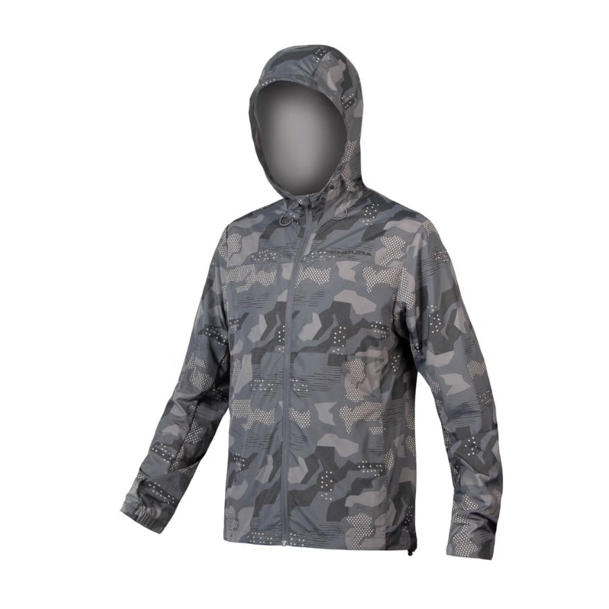 Endura Hummvee Windproof Hooded Shell Jacket XL  Gray Camo