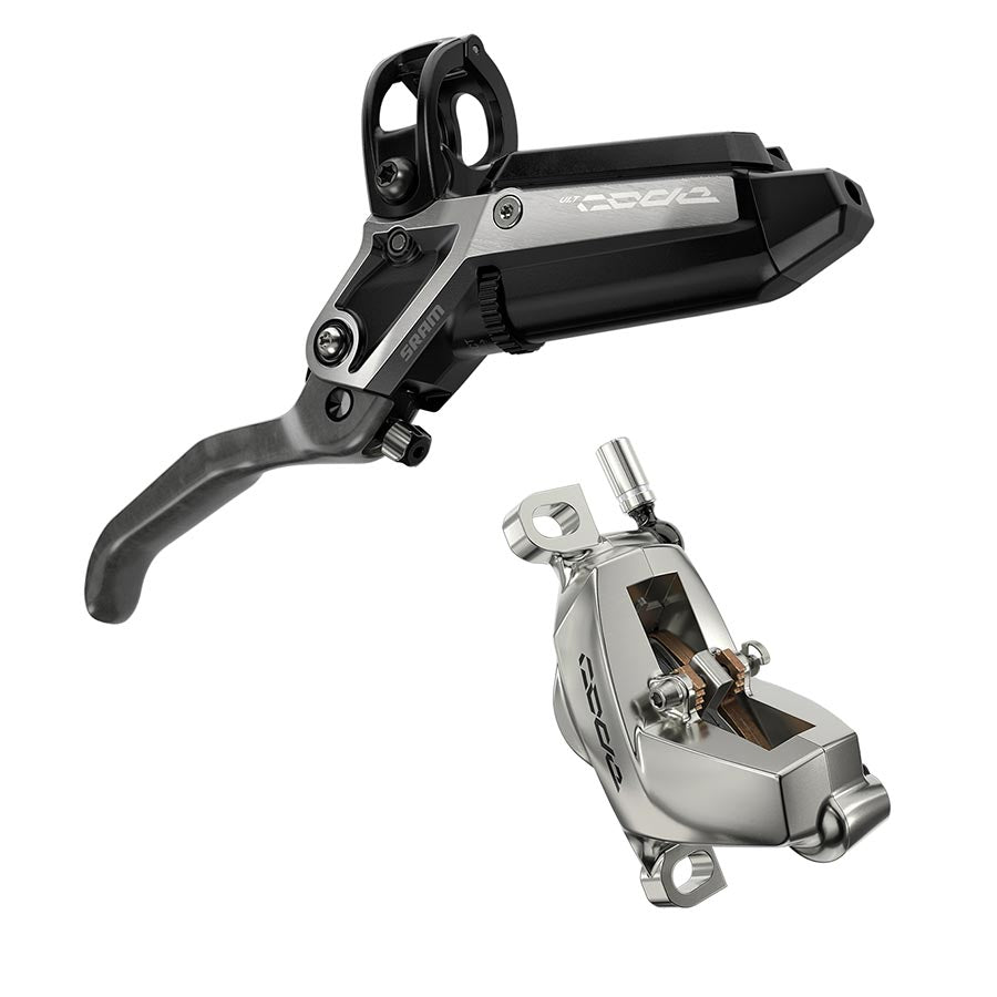 SRAM Code Ultimate Stealth Disc Brake Lever - Front Post Mount 4-Piston Carbon Lever Titanium Hardware BLK/Silver C1