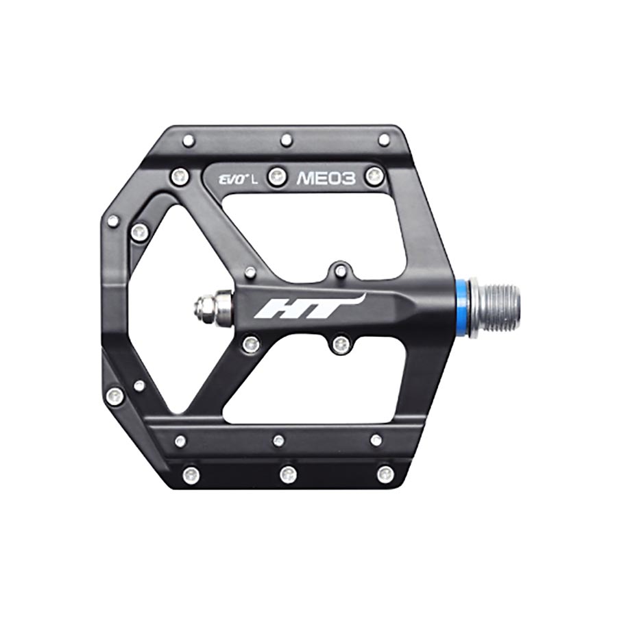 HT Components ME03 EVO+ Platform Pedals Body: Aluminum Spindle: Cr-Mo 9/16 Black Pair