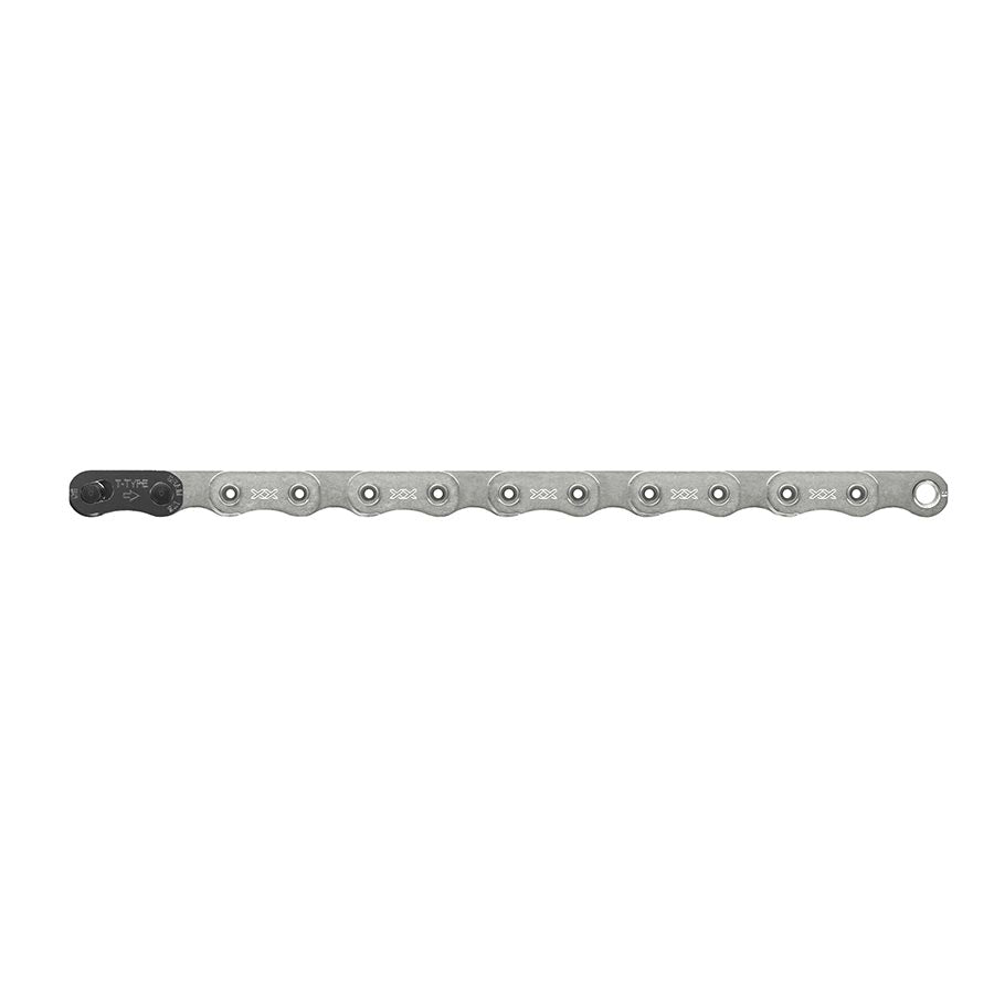 SRAM XX Eagle T-Type Flattop Chain - 12-Speed 126 Links Hollow Pin Includes PowerLock Connector PVD Coated Silver