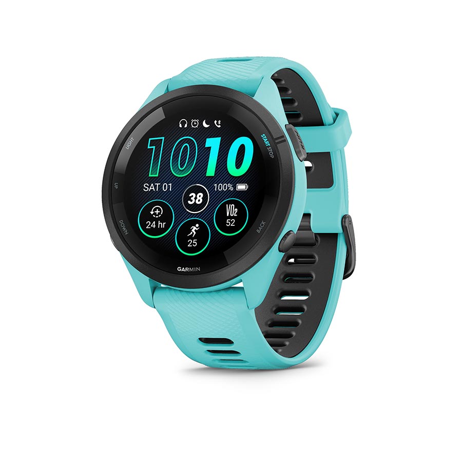 Garmin Forerunner 265 Music Watch Watch Color: Aqua Wristband: Aqua/Black - Silicone