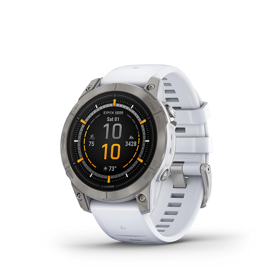 Garmin Epix Pro Sapphire Edition 47mm Watch Watch Color: Titanium Wristband: White - Silicone
