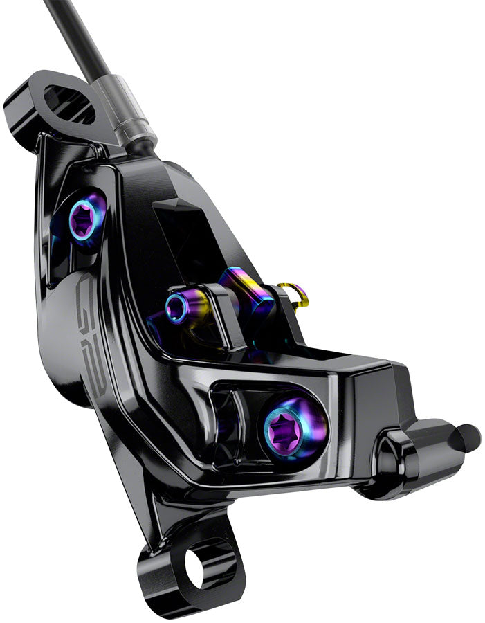 SRAM G2 Ultimate Disc Brake Lever - Rear Post Mount Carbon Lever Titanium Hardware Gloss BLK Rainbow Hardware A2