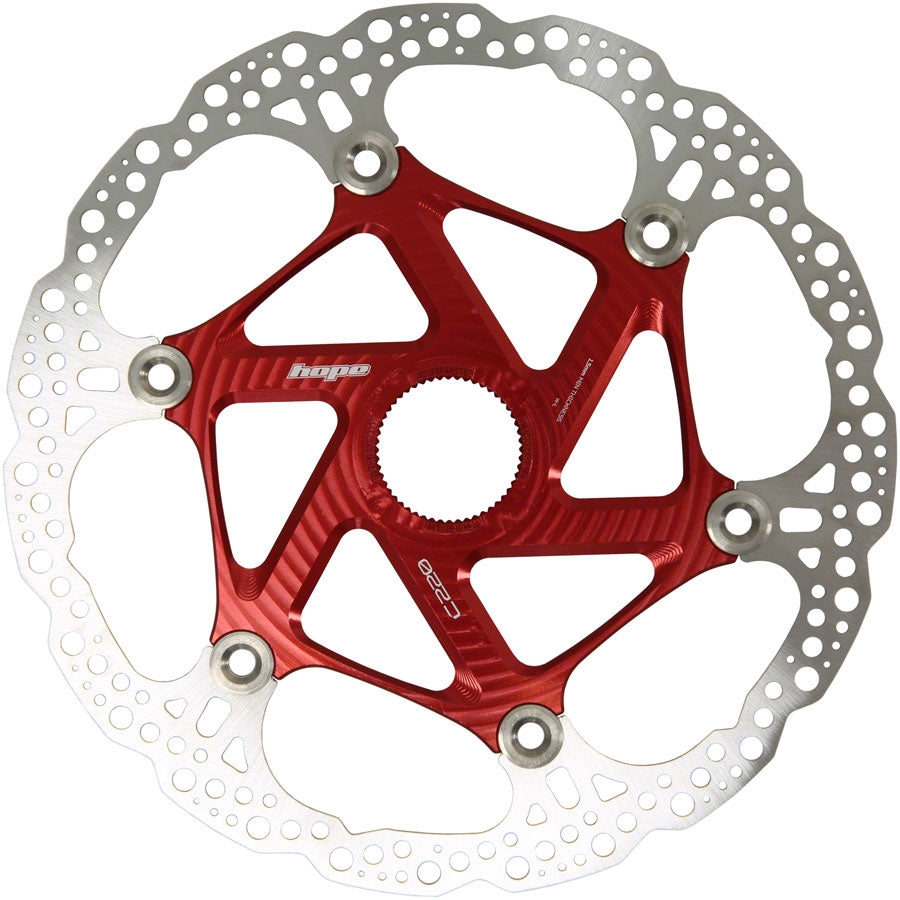 Hope MTB Floating Centre-Lock Disc Brake Rotor - 220mm Center-Lock Red