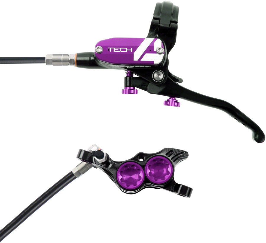Hope Tech 4 E4 Disc Brake and Lever Set - Rear Hydraulic Post Mount Purple