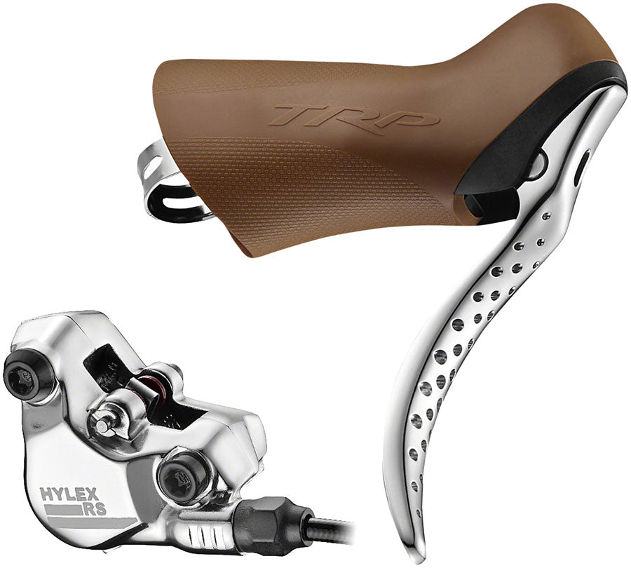 TRP Hylex RS Disc Brake Lever - Left Hand Lever Hydraulic Flat Mount Gum/Silver