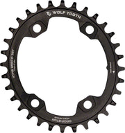 Wolf Tooth Elliptical 96 BCD Chainring - 30t 96 Asymmetric BCD 4-Bolt Drop-Stop For Shimano XTR M9000 M9020 Cranks BLK
