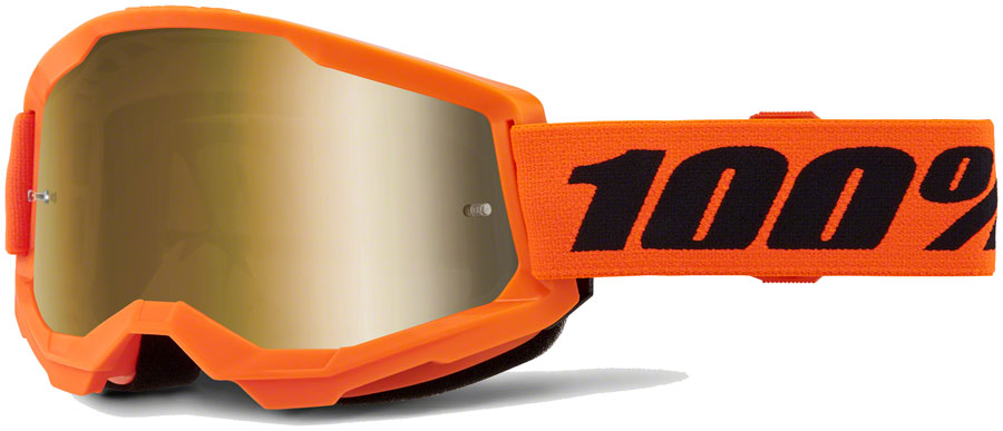 100% Strata 2 Goggles - Neon Orange/Mirror Gold
