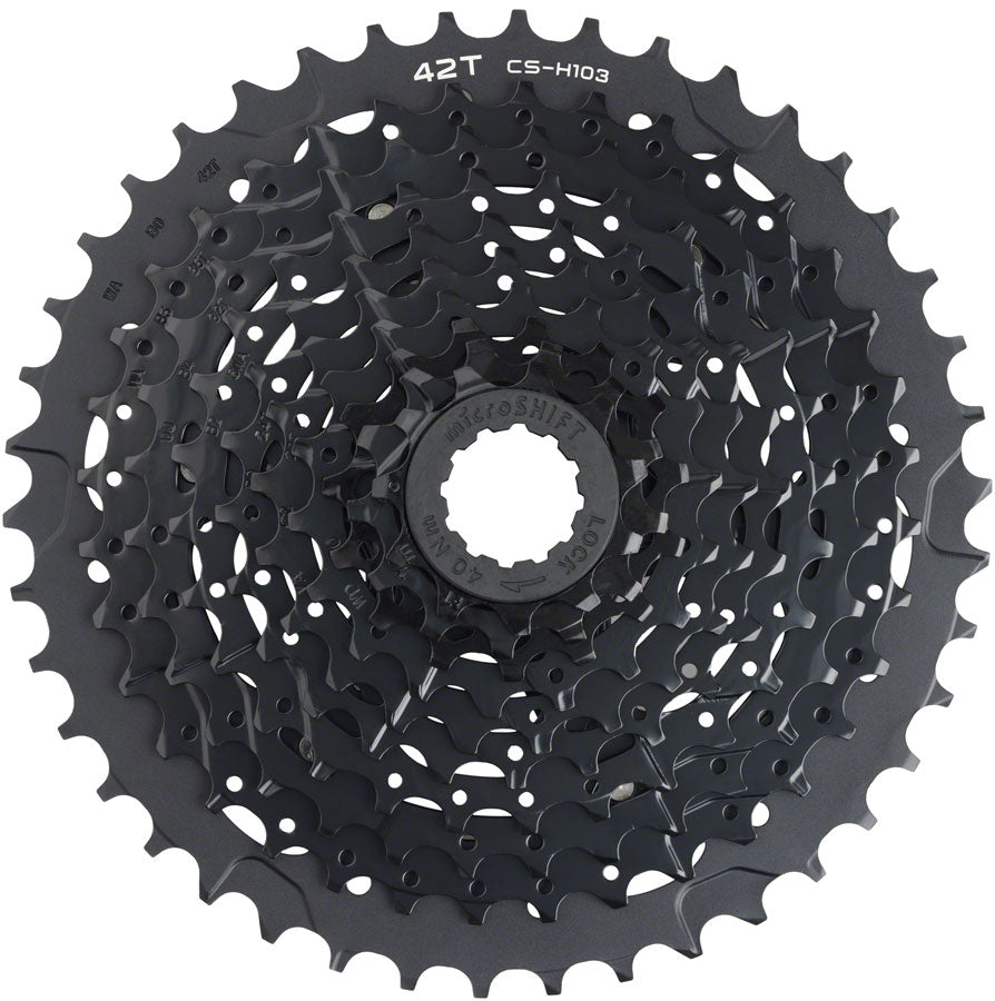 microSHIFT ADVENT X E-Series Cassette - 10 Speed 11-42t BLK ED Coated Alloy Outer Cog