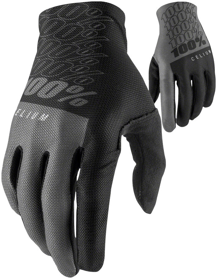 100% Celium Gloves - Black/Gray Full Finger Medium