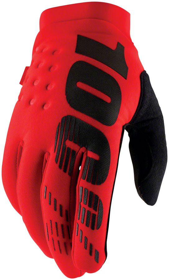 100% Brisker Gloves - Red Full Finger Mens Medium