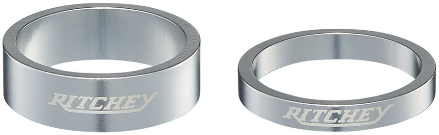 Ritchey Classic Headset Spacers - 1-1/8" 10mm (x2) 5 mm (x3) Silver
