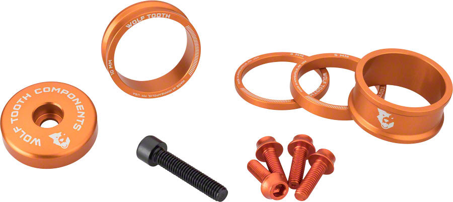 Wolf Tooth BlingKit: Headset Spacer Kit 3 510 15mm Orange