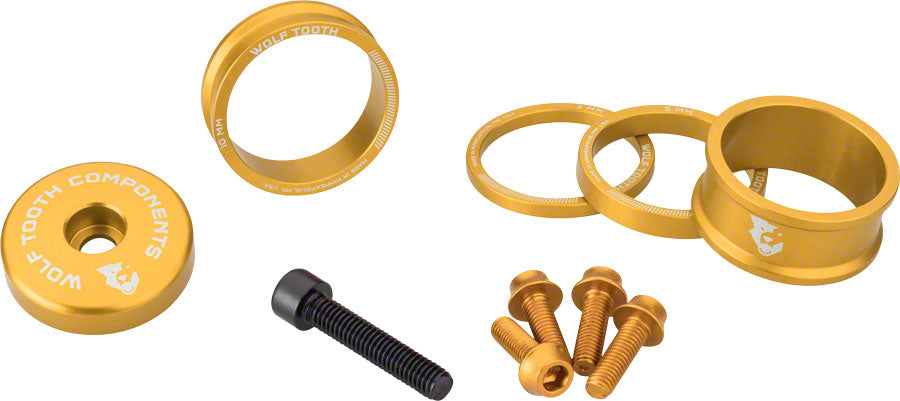 Wolf Tooth BlingKit: Headset Spacer Kit 3 510 15mm Gold