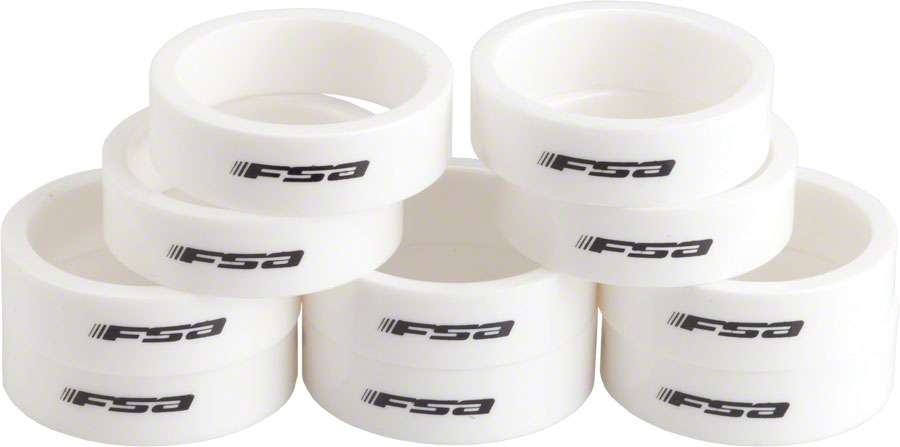 Full Speed Ahead Polycarbonate Headset Spacers 1 1/8" x 10mm 10 pcs White