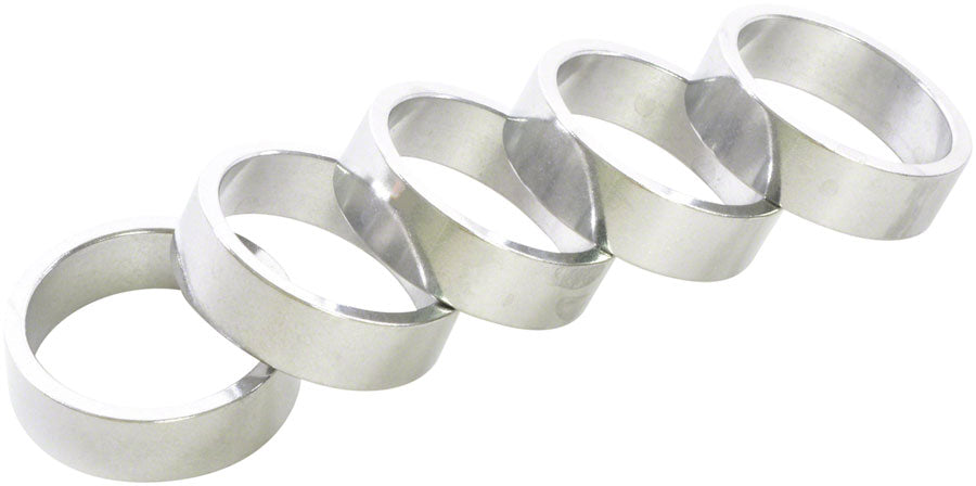 Wheels Manufacturing Aluminum Headset Spacer - 1-1/8" 10mm Silver 5-pack