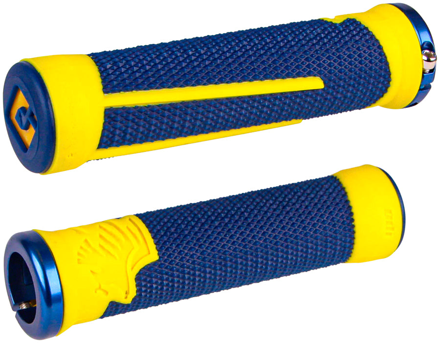 ODI AG2 Grips - Blue Cyber Yellow Lock-On