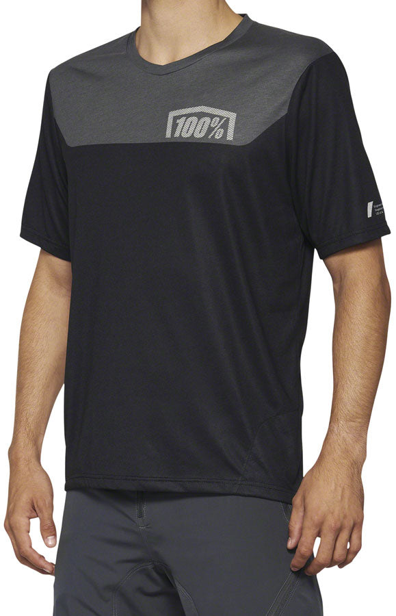 100% Airmatic Jersey - Black/Charcoal Short Sleeve Mens Medium